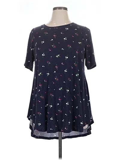 Pre-owned Lane Bryant Short Sleeve T-shirt In Blue