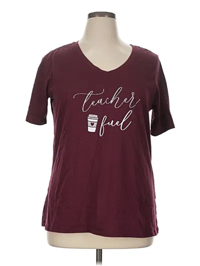 Pre-owned Lane Bryant Short Sleeve T-shirt In Burgundy