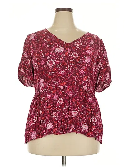 Pre-owned Lane Bryant Short Sleeve T-shirt In Burgundy
