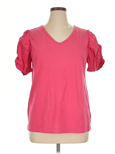 Pre-owned Lane Bryant Short Sleeve T-shirt In Pink