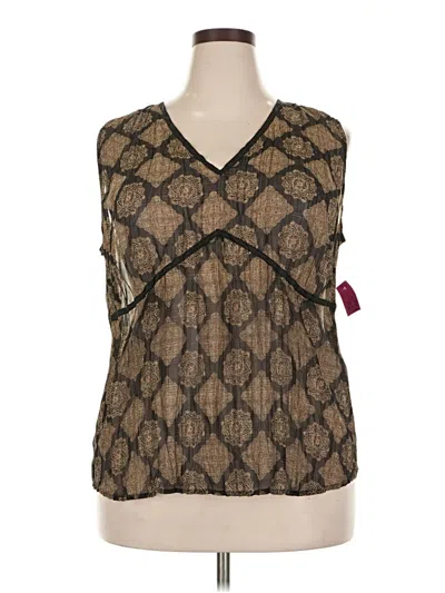 Pre-owned Lane Bryant Sleeveless Blouse In Brown