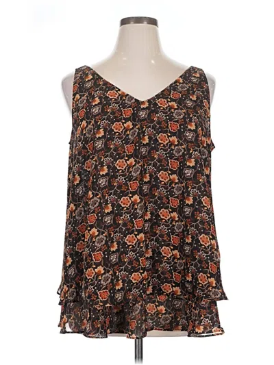 Pre-owned Lane Bryant Sleeveless Blouse In Brown