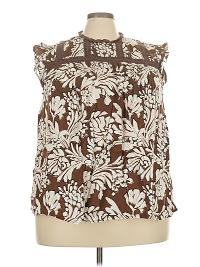 Pre-owned Lane Bryant Sleeveless Blouse In Brown