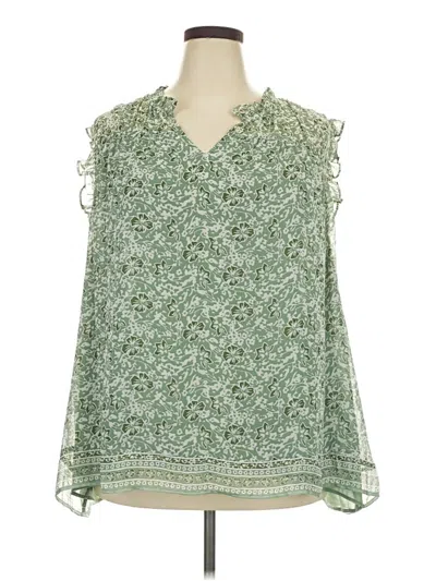 Pre-owned Lane Bryant Sleeveless Blouse In Green