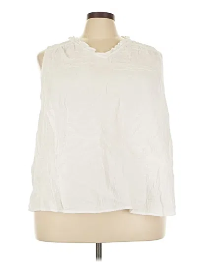 Pre-owned Lane Bryant Sleeveless Blouse In White