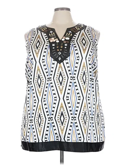 Pre-owned Lane Bryant Sleeveless Blouse In White