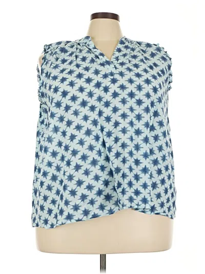 Pre-owned Lane Bryant Sleeveless Button Down Shirt In Blue