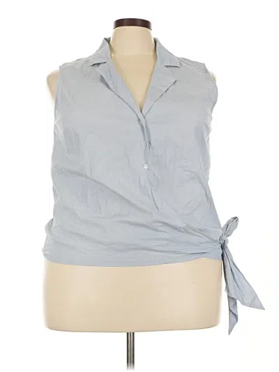 Pre-owned Lane Bryant Sleeveless Button Down Shirt In Gray