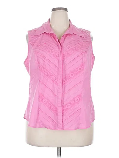 Pre-owned Lane Bryant Sleeveless Button Down Shirt In Pink