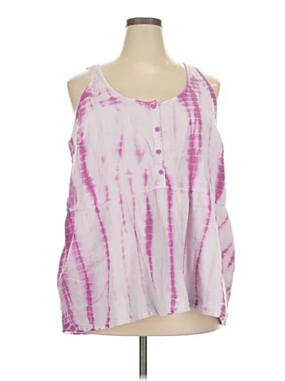 Pre-owned Lane Bryant Sleeveless Button Down Shirt In Pink