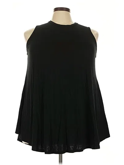 Pre-owned Lane Bryant Sleeveless Top Black Mock Neckline Tops