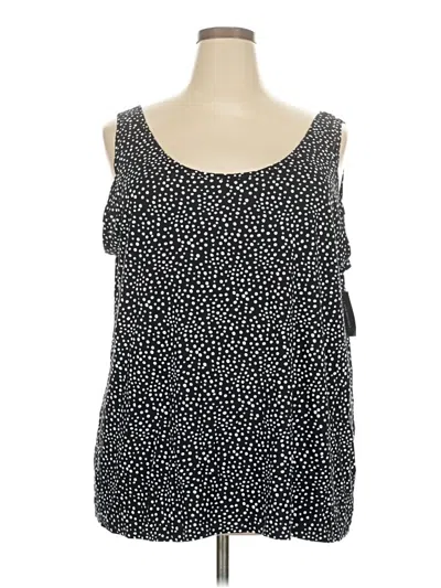 Lane Bryant Sleeveless Top Black Polka Dots Pattern Crew Neck Tops