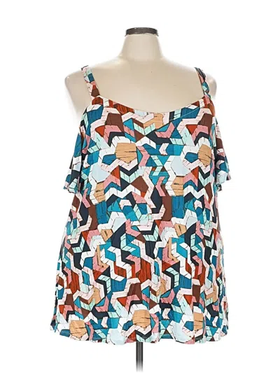 Pre-owned Lane Bryant Sleeveless Top Blue Cold Shoulder Neckline Tops