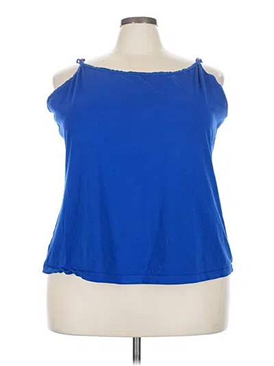 Pre-owned Lane Bryant Sleeveless Top Blue Halter Neckline Tops