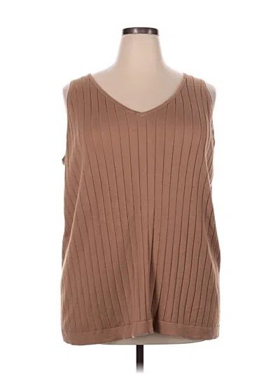 Pre-owned Lane Bryant Sleeveless Top Brown V Neck Tops
