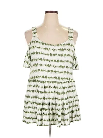 Pre-owned Lane Bryant Sleeveless Top Green Cold Shoulder Neckline Tops