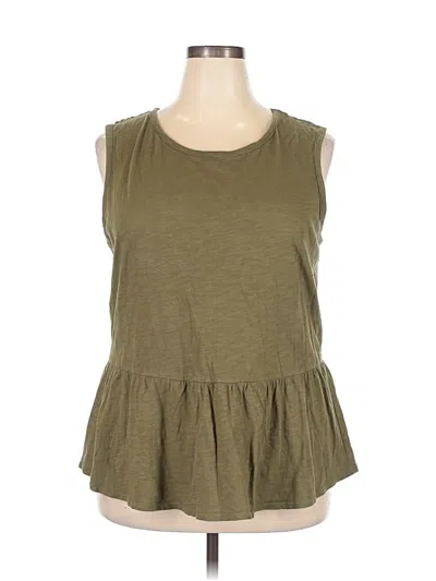 Pre-owned Lane Bryant Sleeveless Top Green Scoop Neck Tops