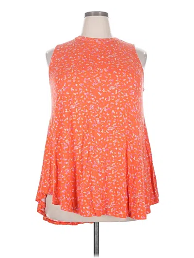 Pre-owned Lane Bryant Sleeveless Top Orange Mock Neckline Tops