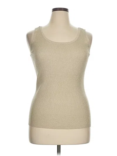 Lane Bryant Sleeveless Top Tan Scoop Neck Tops In Multi