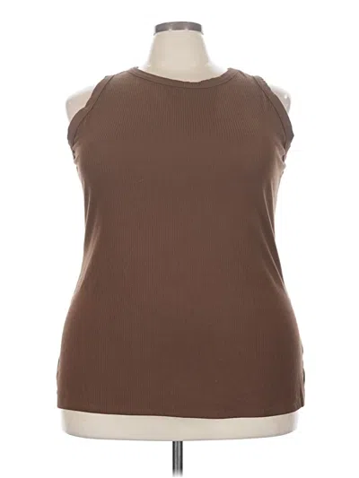Pre-owned Lane Bryant Sleeveless T-shirt In Brown