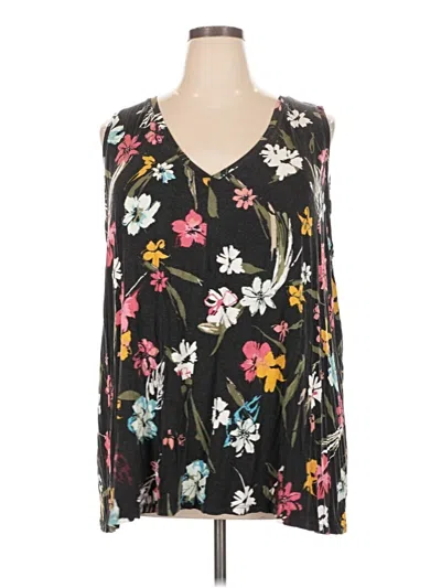 Pre-owned Lane Bryant Tank Top Black Plunge Neckline Tops