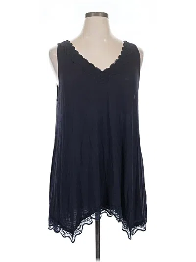 Pre-owned Lane Bryant Tank Top Blue Plunge Neckline Tops