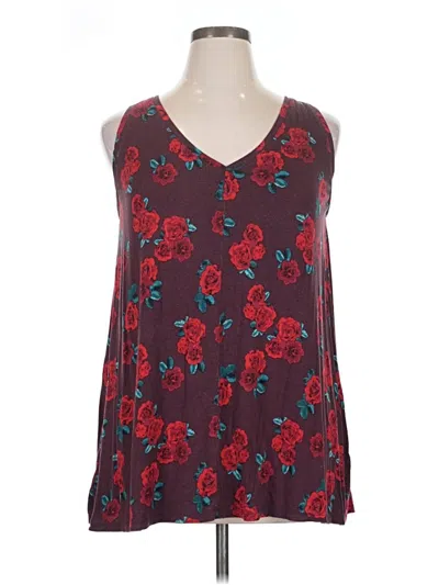 Pre-owned Lane Bryant Tank Top Burgundy Halter Neckline Tops