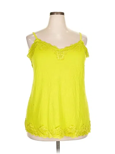 Pre-owned Lane Bryant Tank Top Green Cold Shoulder Neckline Tops