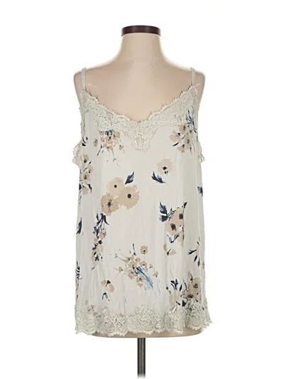 Pre-owned Lane Bryant Tank Top Ivory Cold Shoulder Neckline Tops In White
