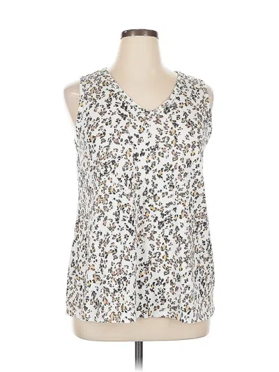 Pre-owned Lane Bryant Tank Top Ivory Plunge Neckline Tops In White