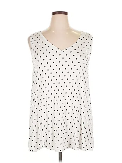 Pre-owned Lane Bryant Tank Top Ivory Polka Dots Pattern Sweetheart Neckline Tops In White