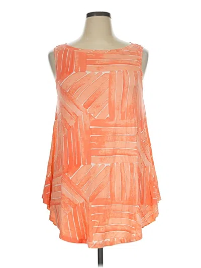 Lane Bryant Tank Top Orange One Shoulder Neckline Tops In Pattern
