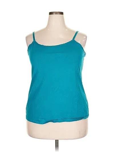 Pre-owned Lane Bryant Tank Top Teal Halter Neckline Tops In Blue