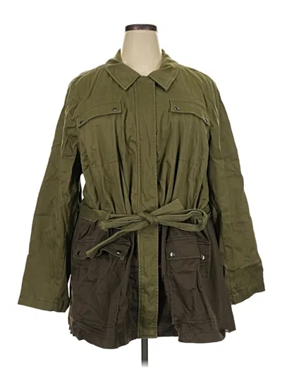 Pre-owned Lane Bryant Trenchcoat In Green