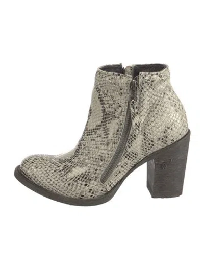 Pre-owned Lane Embossed Leather Animal Print Boots In Neutral