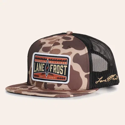 Lane Frost Apache Camo & Black Rectangle Patch Trucker Cap In Multi