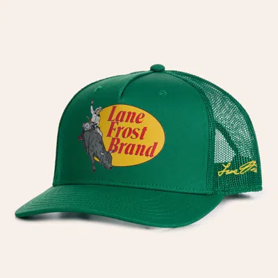 Lane Frost Green & Green Fast Pro Logo Patch Curved Bill Trucker Cap