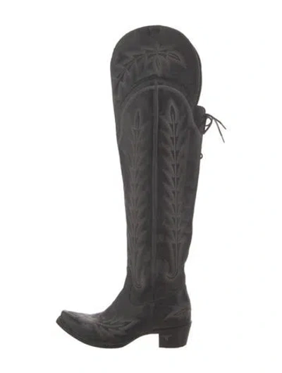 Pre-owned Lane Leather Lace-up Boots In Black