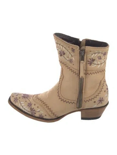 Pre-owned Lane Leather Western Boots In Neutral
