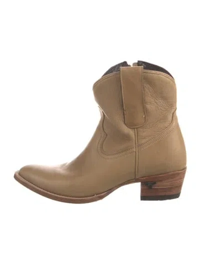 Pre-owned Lane Leather Western Boots In Neutrals