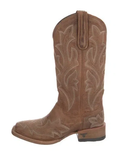 Pre-owned Lane Leather Western Boots W/ Tags In Brown