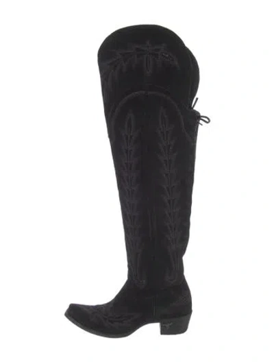 Pre-owned Lane Suede Boots In Black