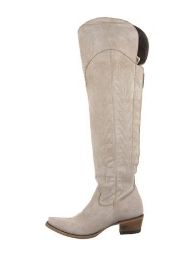 Pre-owned Lane Suede Riding Boots In Neutral