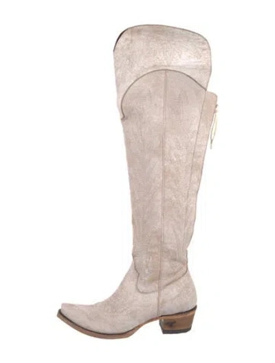 Pre-owned Lane Suede Riding Boots In Neutral