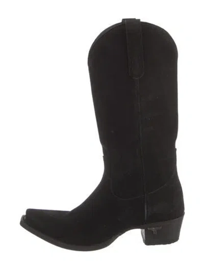 Pre-owned Lane Suede Western Boots In Black