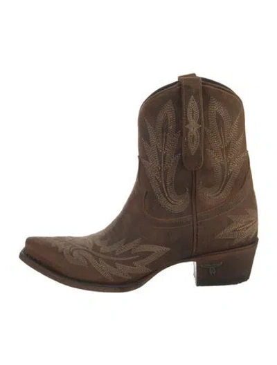 Pre-owned Lane Suede Western Boots In Brown