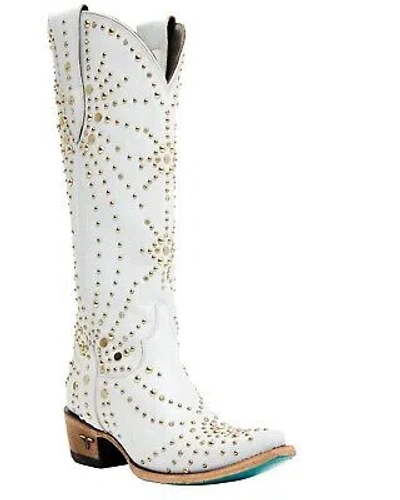 Pre-owned Lane Women's Boot Barn X Sparks Fly Satin Pearl Western Bridal Snip Toe - In White