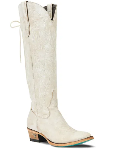 Pre-owned Lane Women's Monica Tall Western Boot - Medium Toe - Lb0527b In White