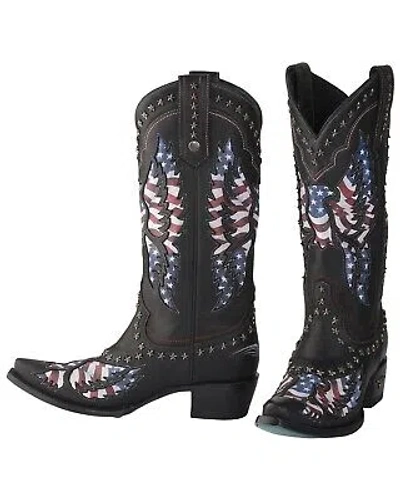Pre-owned Lane Women's Old Glory Western Boot - Snip Toe - Lb0414a In Black