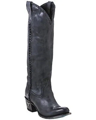 Pre-owned Lane Women's Plain Jane Charcoal Tall Western Boot - Round Toe - Lb0350e In Gray